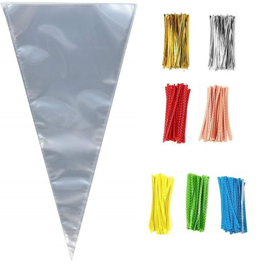 LARGE CLEAR CELLOPHANE CONE BAGS