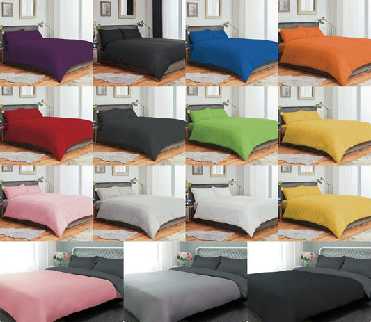 3pc Plain Duvet Cover + Pillowcases Set